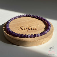 4MM Chevron Amethyst Bracelet | Dainty Beaded Crystal Jewelry