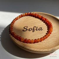 4MM Rotes Achat Armband | Zarter Perlenkristallschmuck