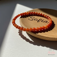 4MM Rotes Achat Armband | Zarter Perlenkristallschmuck