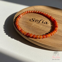4MM Rotes Achat Armband | Zarter Perlenkristallschmuck