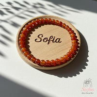 4MM Rotes Achat Armband | Zarter Perlenkristallschmuck