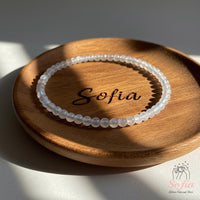 4MM White Moonstone Bracelet | Dainty Beaded Crystal Jewelry