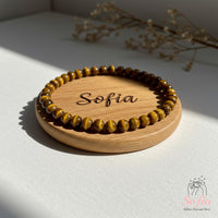 4MM Gold Tigers Eye Bracelet | Dainty Beaded Crystal Jewelry