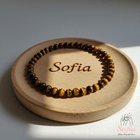 4MM Gold Tigers Eye Bracelet | Dainty Beaded Crystal Jewelry