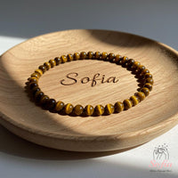 4MM Gold Tigers Eye Bracelet | Dainty Beaded Crystal Jewelry