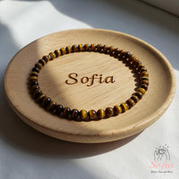 4MM Gold Tigers Eye Bracelet | Dainty Beaded Crystal Jewelry