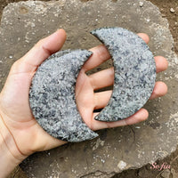 UV-Reactive Yooperlite Crystal Moon | Crystal Stone Decor