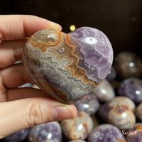 Lace Agate & Amethyst Crystal Heart | Crystal Decor