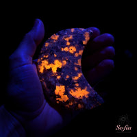 UV-Reactive Yooperlite Crystal Moon | Crystal Stone Decor