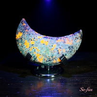 UV-Reactive Yooperlite Crystal Moon | Crystal Stone Decor
