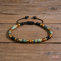 Turquoise Onyx Bracelet | Layering Gemstone Heishi Beaded Bracelets