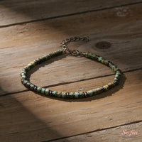 African Turquoise Bracelet | Layering Gemstone Heishi Beaded Bracelets