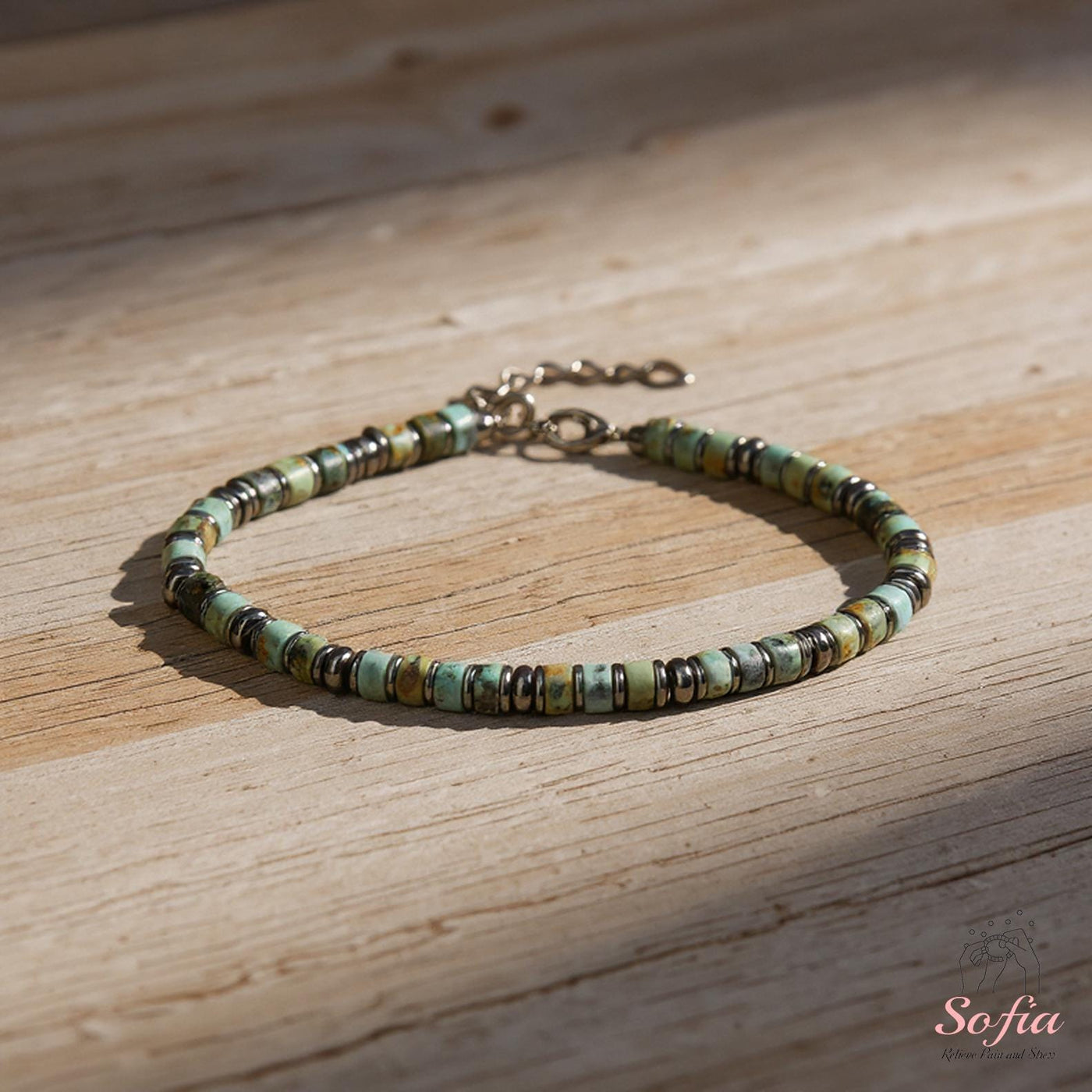 African Turquoise Bracelet | Layering Gemstone Heishi Beaded Bracelets