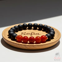 Black Onyx & Red Agate Bracelet | Crystal Boho Jewelry