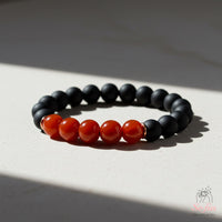 Black Onyx & Red Agate Bracelet | Crystal Boho Jewelry