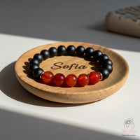 Black Onyx & Red Agate Bracelet | Crystal Boho Jewelry