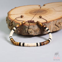 Howlite & Tigers Eye Bracelet | Layering Gemstone Heishi Beaded Bracelets