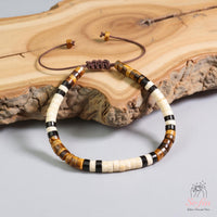 Howlite & Tigers Eye Bracelet | Layering Gemstone Heishi Beaded Bracelets
