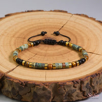 Turquoise Onyx Bracelet | Layering Gemstone Heishi Beaded Bracelets