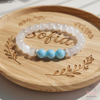 Aquamarine & Selenite Bracelet | Beaded Crystal Jewelry