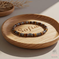 Tigers Eye Stretchy Bracelet | Layering Gemstone Heishi Beaded Bracelets