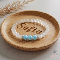 Aquamarine & Selenite Bracelet | Beaded Crystal Jewelry