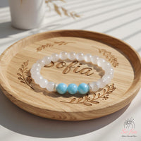 Aquamarine & Selenite Bracelet | Beaded Crystal Jewelry