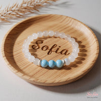 Aquamarine & Selenite Bracelet | Beaded Crystal Jewelry