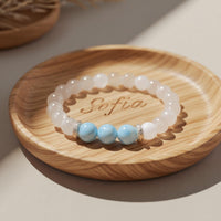 Aquamarine & Selenite Bracelet | Beaded Crystal Jewelry
