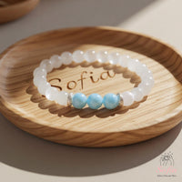 Aquamarine & Selenite Bracelet | Beaded Crystal Jewelry