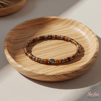 Tigers Eye Stretchy Bracelet | Layering Gemstone Heishi Beaded Bracelets