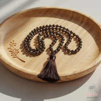 Smoky Quartz Tassel Necklace | 108 Mala Beads Jewelry