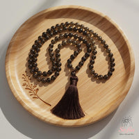 Smoky Quartz Tassel Necklace | 108 Mala Beads Jewelry