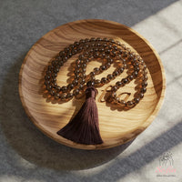 Smoky Quartz Tassel Necklace | 108 Mala Beads Jewelry