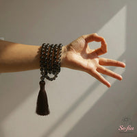 Smoky Quartz Tassel Necklace | 108 Mala Beads Jewelry