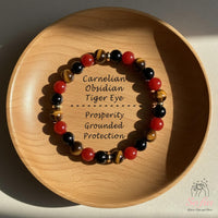 Protection Bracelet | Carnelian & Obsidian & Tigers Eye Bracelet