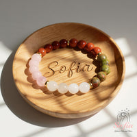 Love Bracelet | Moonstone Rose Quartz Red Jasper Carnelian Unakite