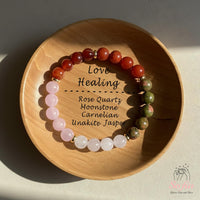 Love Bracelet | Moonstone Rose Quartz Red Jasper Carnelian Unakite