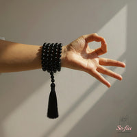 Obsidian Tassel Necklace | 108 Mala Beads Jewelry