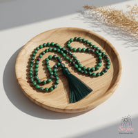 Ruby & Zoisite Tassel Necklace | 108 Mala Beads Jewelry
