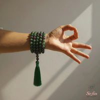 Ruby & Zoisite Tassel Necklace | 108 Mala Beads Jewelry