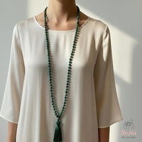 Ruby & Zoisite Tassel Necklace | 108 Mala Beads Jewelry
