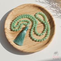 Green Aventurine Tassel Necklace | 108 Mala Beads Jewelry