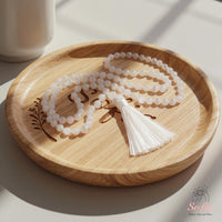 Selenite Tassel Necklace | 108 Mala Beads Jewelry
