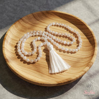 Selenite Tassel Necklace | 108 Mala Beads Jewelry