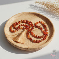 Red Agate Tassel Necklace | 108 Mala Beads Jewelry