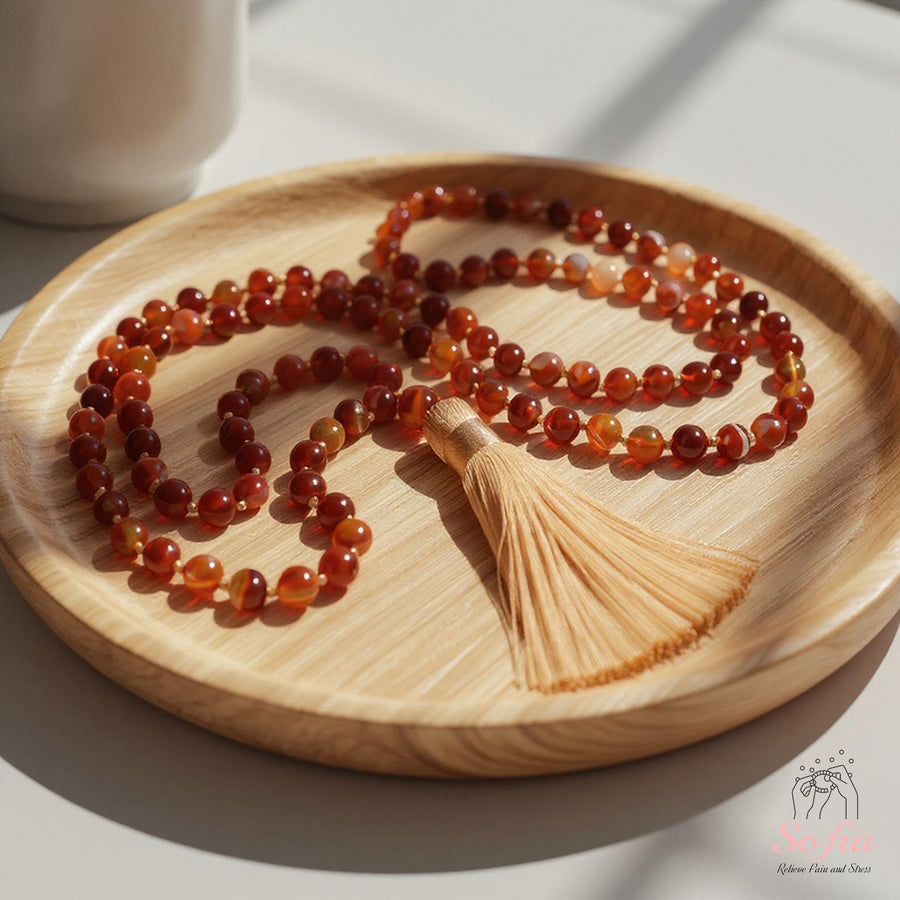 Banded agate Mala Necklace | Meditation Jewelry - photo 1