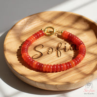 Carnelian Bracelet Gold Toggle Clasp | Layering Gemstone Beaded Jewelry