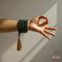 Moss Agate Tassel Necklace | 108 Mala Beads Jewelry