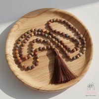Red Creek Jasper Tassel Necklace | 108 Mala Beads Jewelry